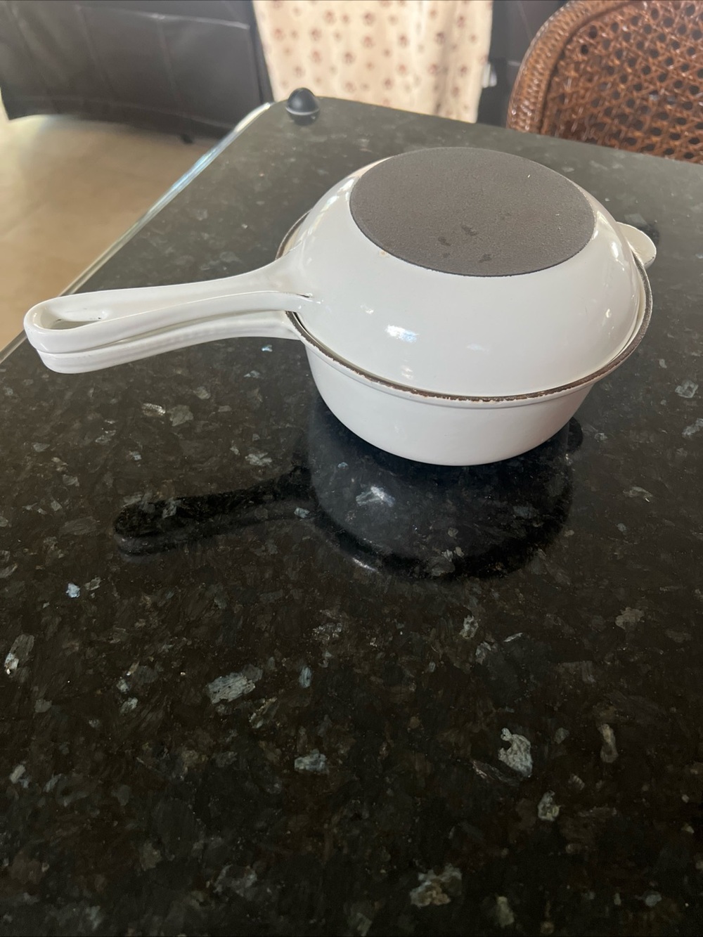 Vtg Le Creuset White Multifunction 6.5" Sauce Pan Skillet 2 Qt. Pot #18 FRANCE